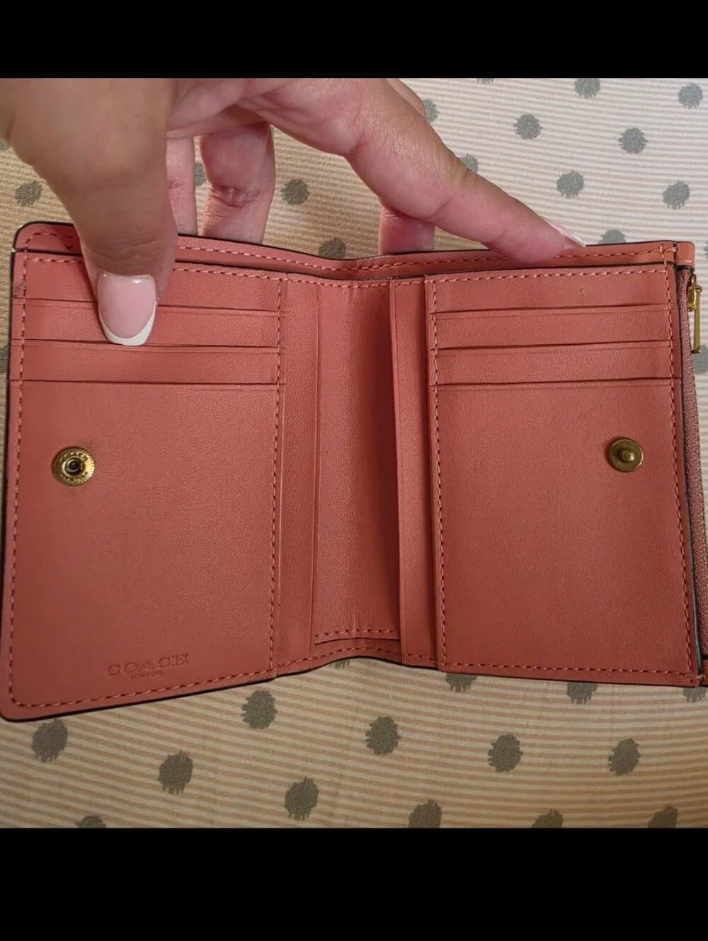 Coach Pink Leather Small Wallet with Gold 'C' Logo